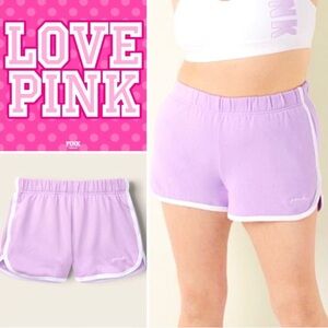 Victoria’s Secret PINK Lilac Purple 2.5” Curved Hem Sweat Shorts Script Logo XS